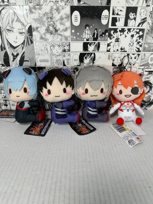 Evangelion - 4 plushie set Rei, Asuka, Shinji and Kaworu 6.5” tall