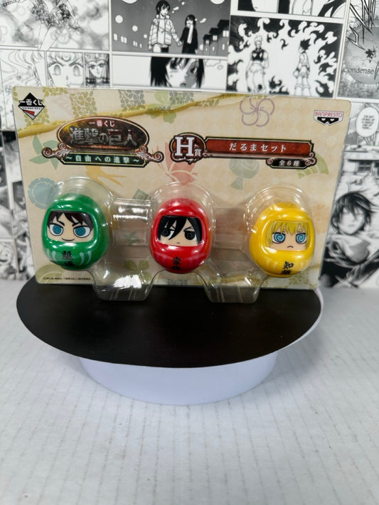 Attack On Titan - Eren, Mikasa, Armin mini daruma set prize H