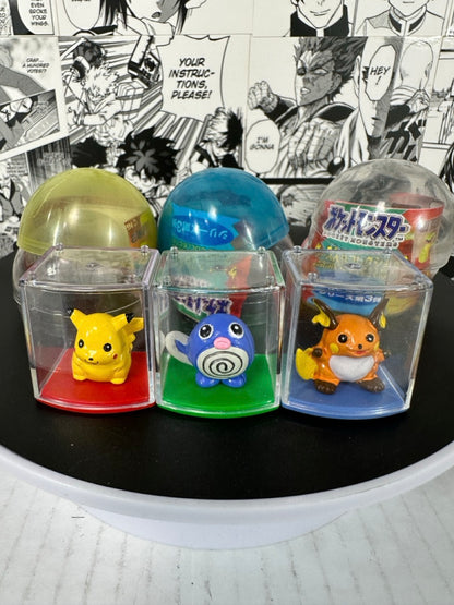 Pokemon - Pikachu, Raichu, Poliwag gashapon